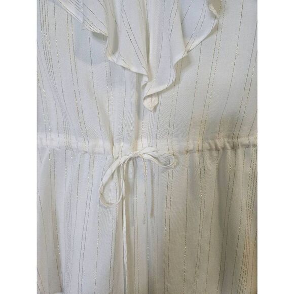 Express white with thin gold pin stripes top. NWT. Size L. - Picture 3 of 4